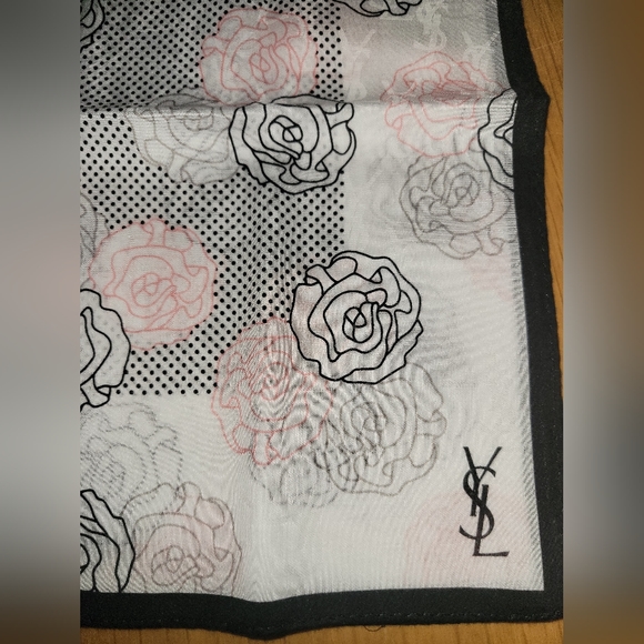 YSL Vintage Floral Scarf with Pink detailing 22x22 - Picture 3 of 4